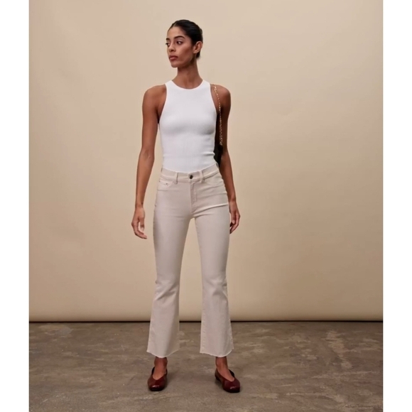 NWT DL1961 Bridget Boot High Rise Instasculpt Crop Jeans, Flax Size 23 - Picture 1 of 12